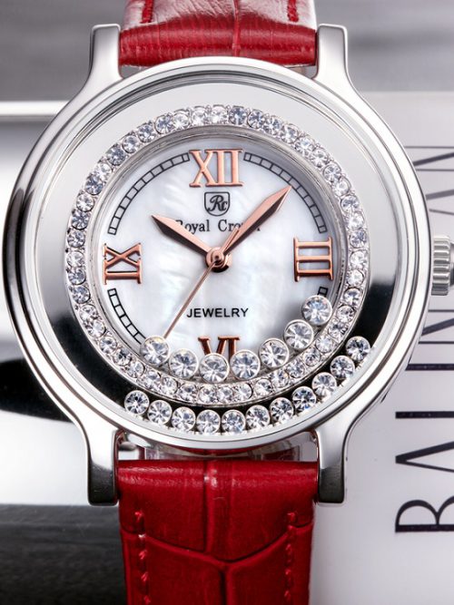Đồng hồ nữ Royal Crown 3638 dây da đỏ