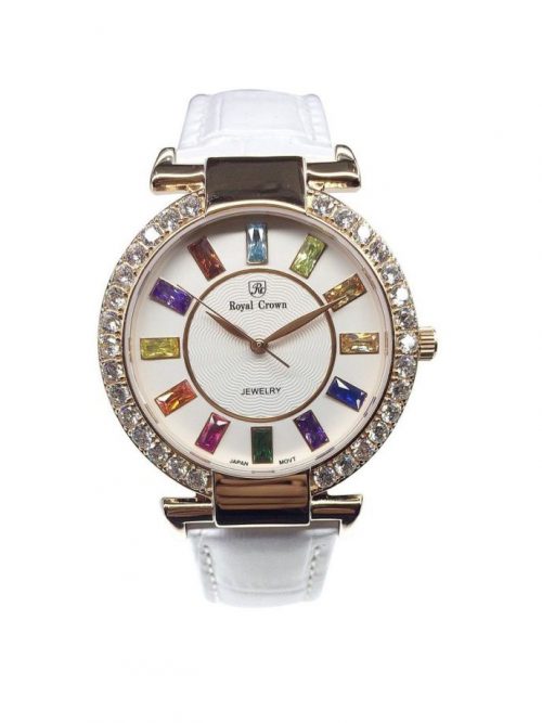 Đồng hồ nữ chính hãng Royal Crown 4604 dây da trắng