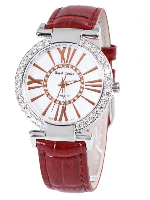 Đồng hồ nữ chính hãng Royal Crown 6116 dây da đỏ
